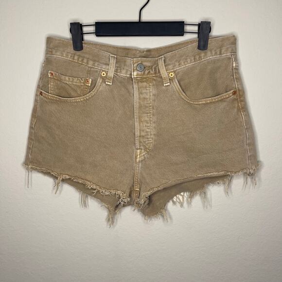 Levi's Pants - Levi’s 501 Denim Shorts High Rise Cutoff Women’s Tan Button Fly - Size 31